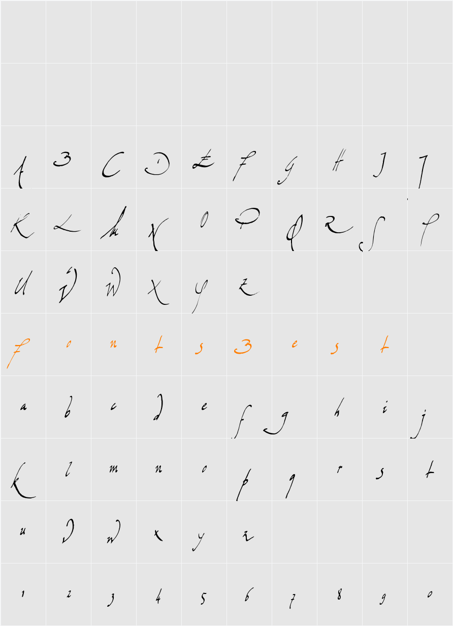 Missiva Character Map