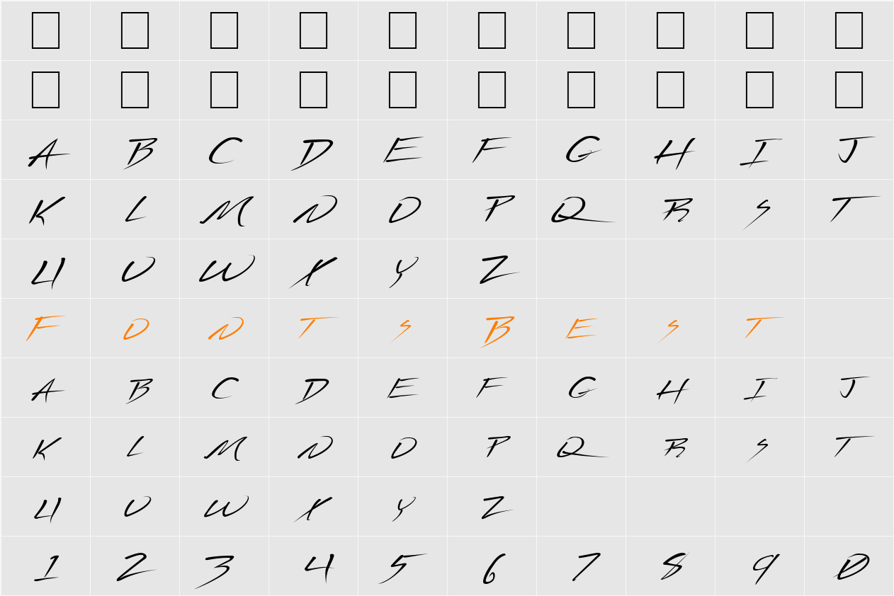 FZ JAZZY 44 EX Character Map