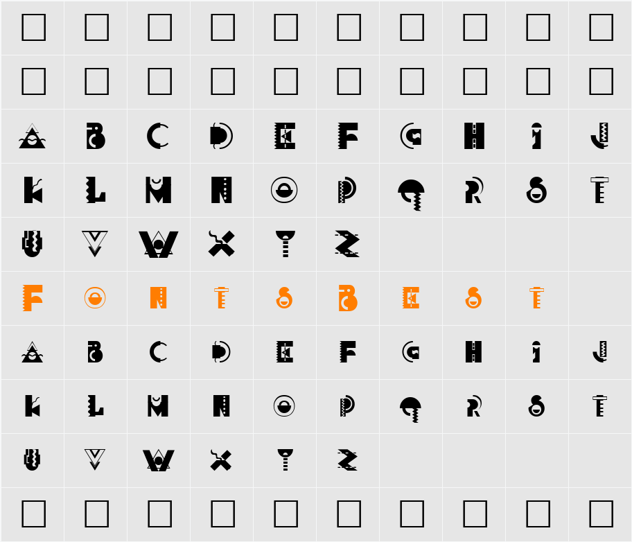 MemphisDisplay Character Map