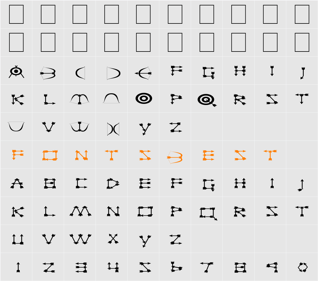 FZ UNIQUE 1 EX Character Map