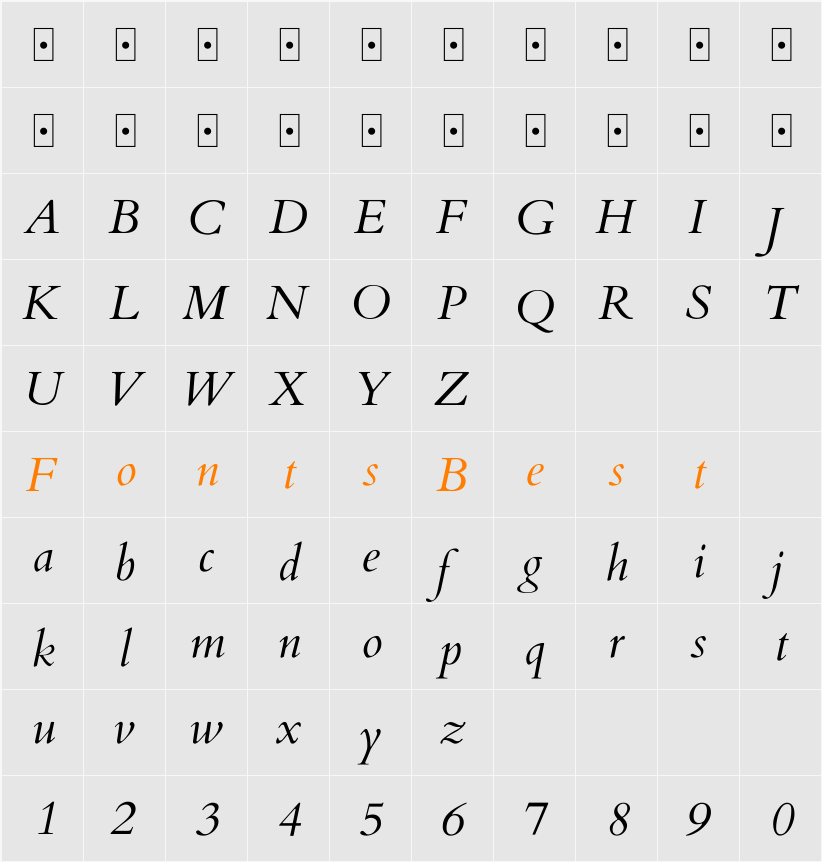 Cardo Character Map