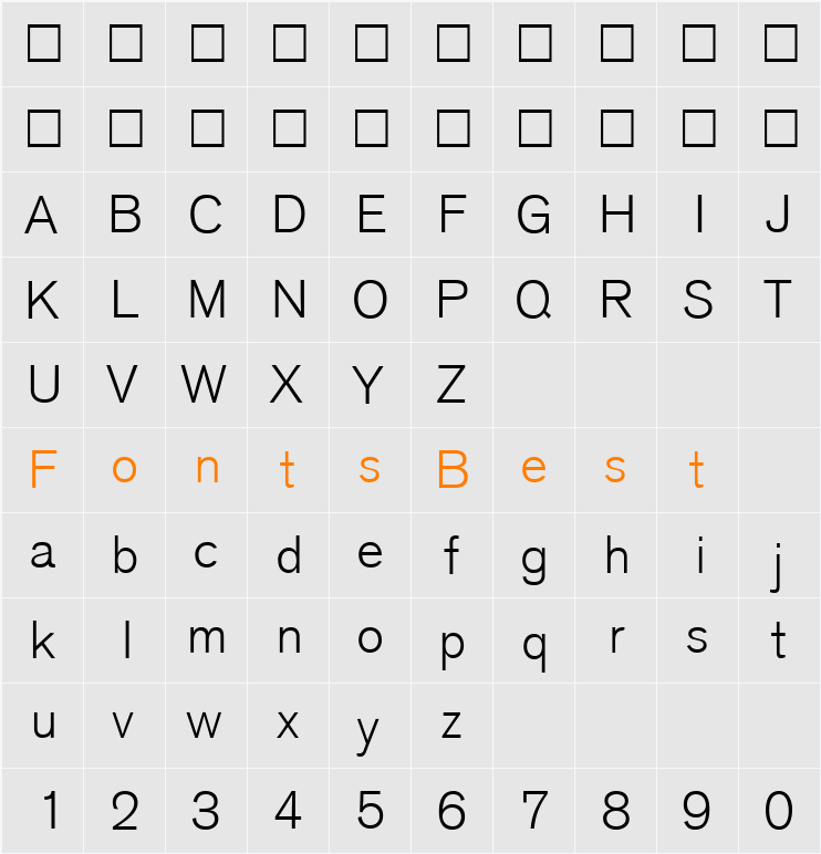 AkzentLight Character Map