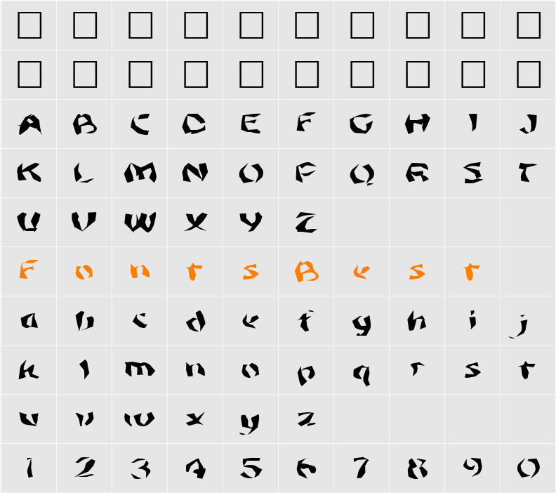 FZ WACKY 45 EX Character Map