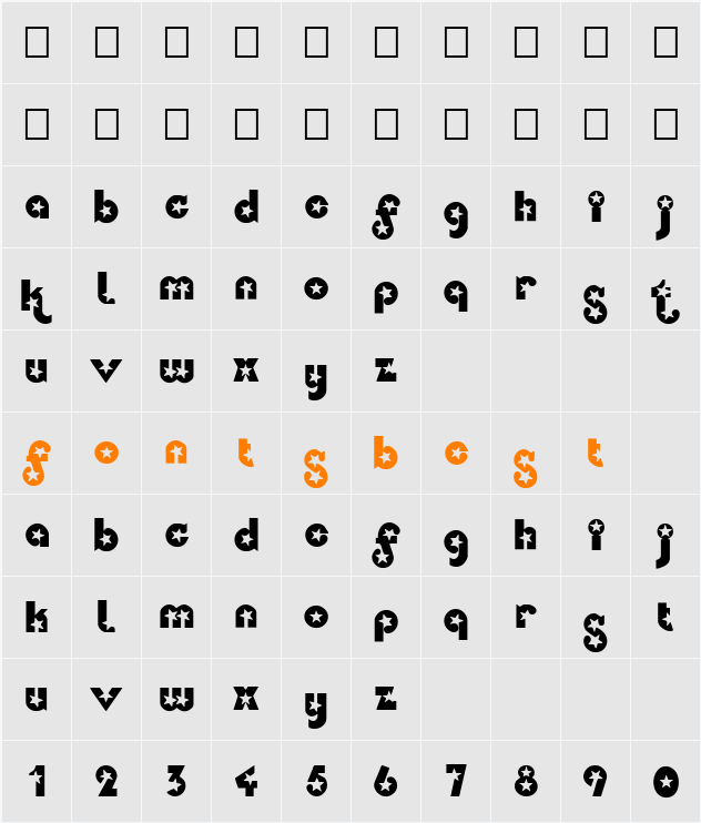 FZ UNIQUE 34 Character Map