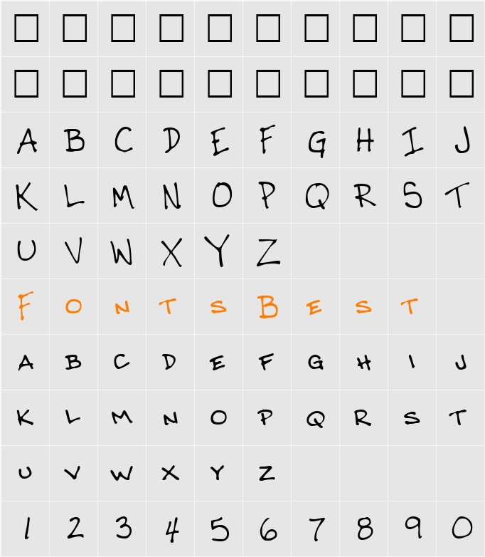 CrosbysHand Character Map