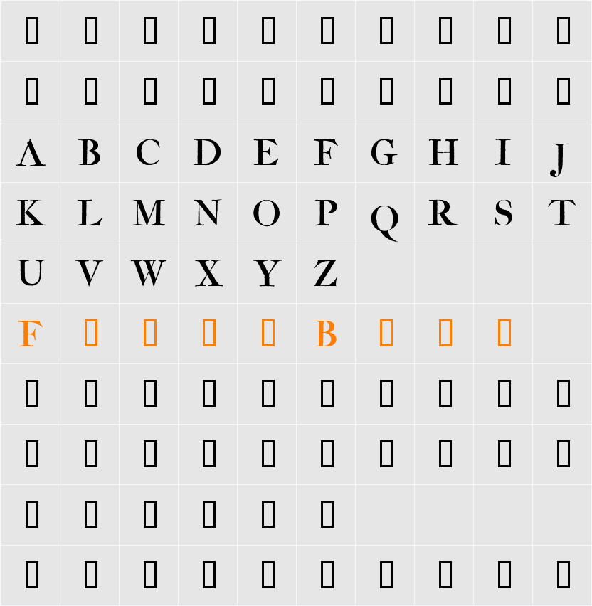 Amarfil Antiqua Character Map