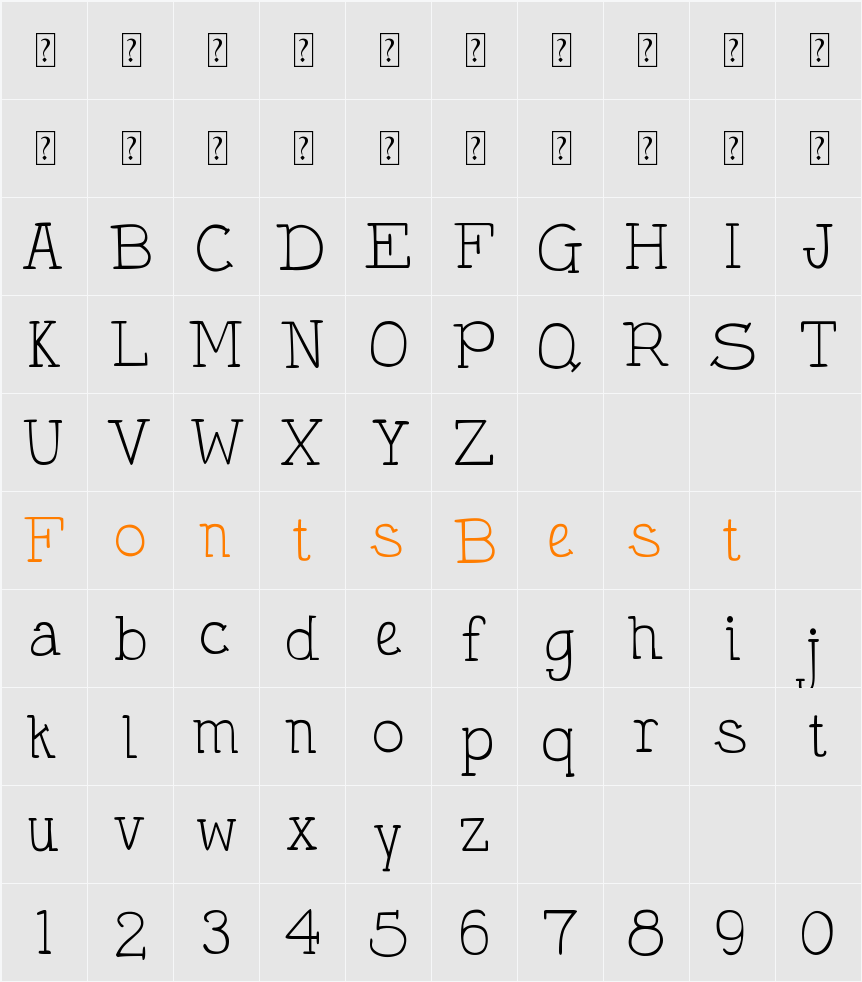 DJB Holly Typed Character Map