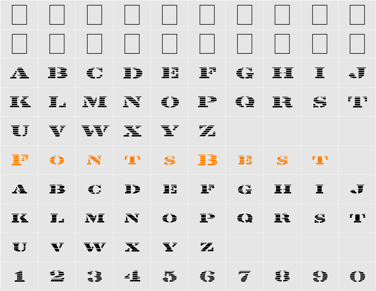 FZ UNIQUE 25 STRIPED EX Character Map