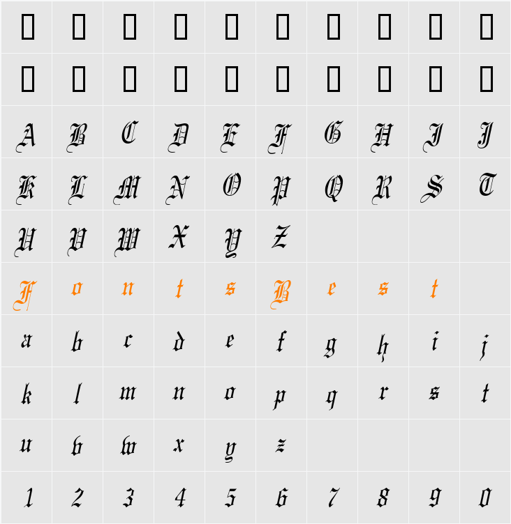 CertificateCondensed Character Map