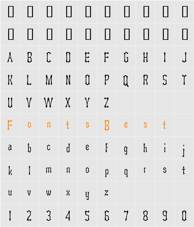 Asterx Character Map