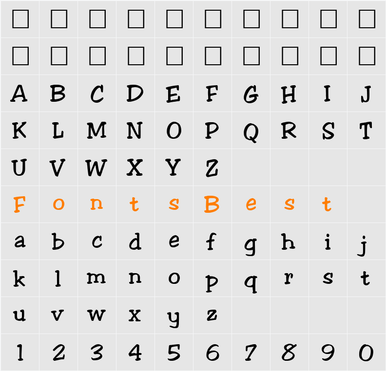 Courte Character Map