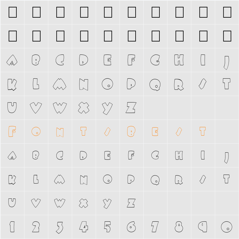 FZ JAZZY 9 HOLLOW Character Map