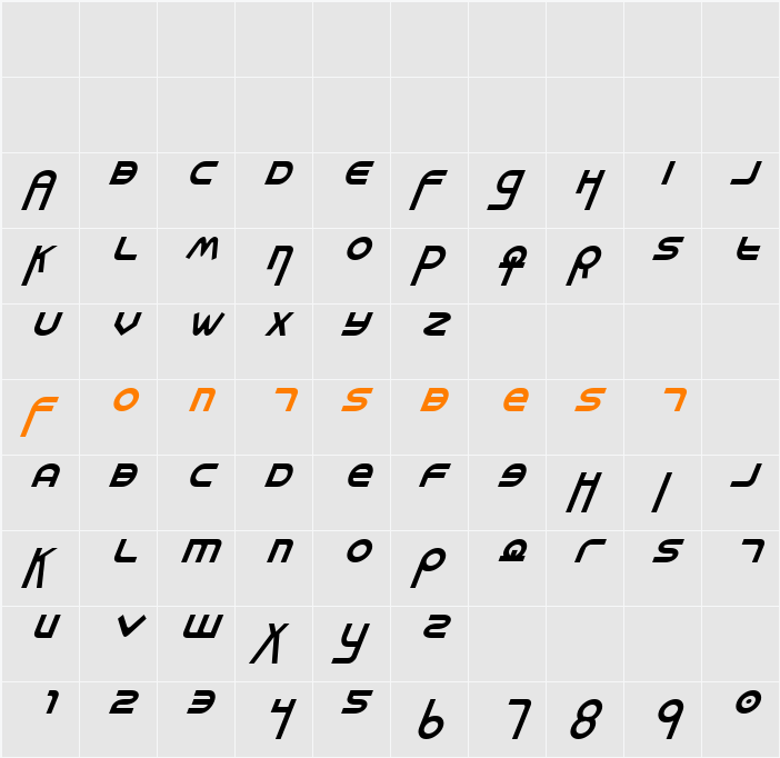 Milk Bar Italic Character Map