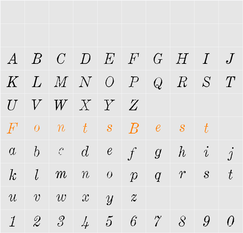 Matchwood Italic WF Character Map