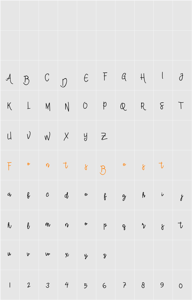 Alleana Script Character Map