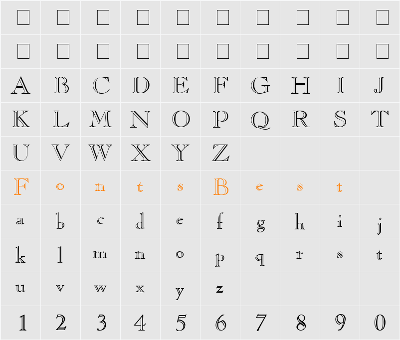 CasqueOpenFace Character Map