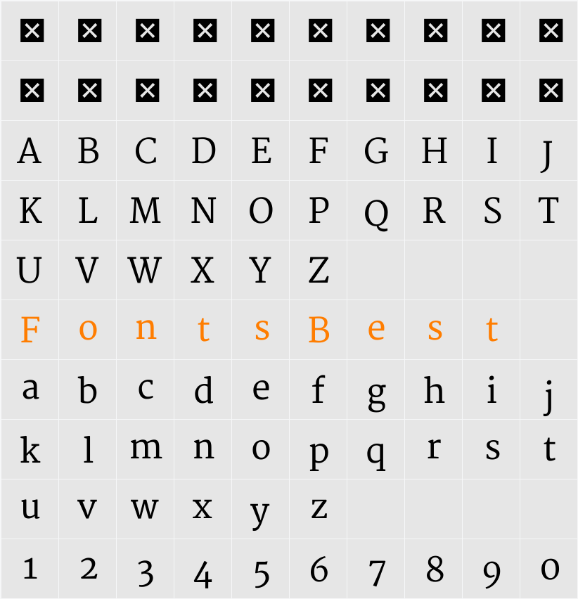 Merriweather Character Map