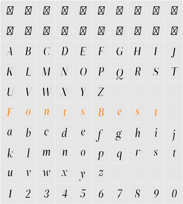 ZT Neue Ralewe Character Map