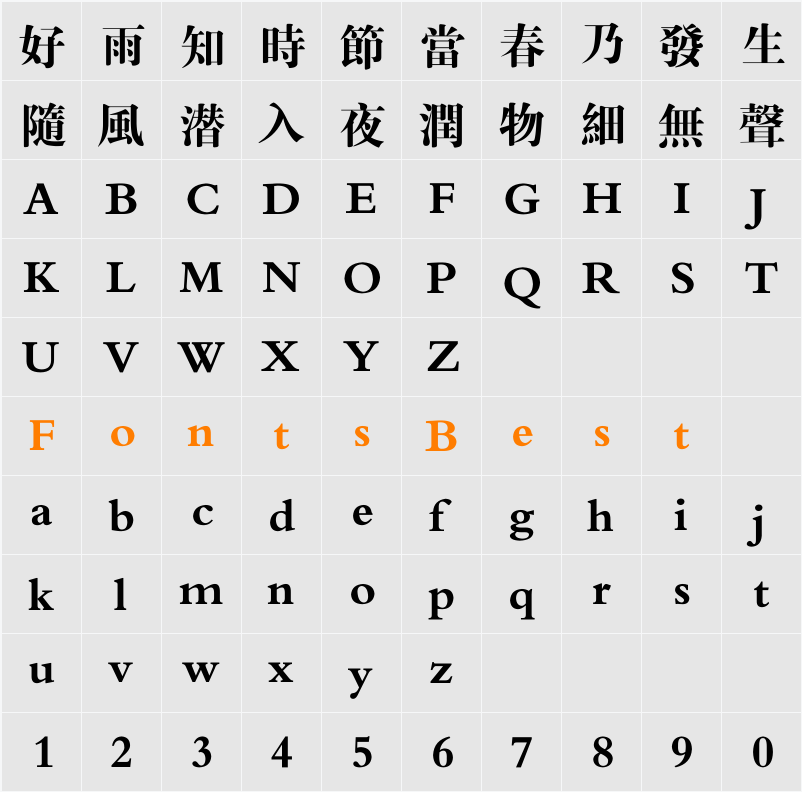 方正大标宋繁体 Character Map