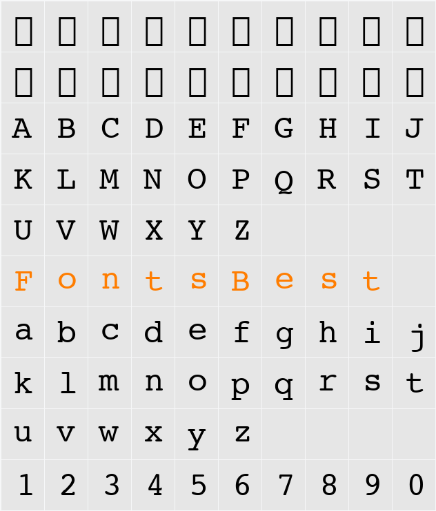 Courier SWA Character Map