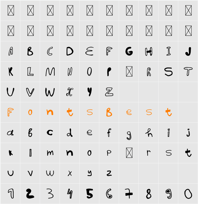 Emotical Typeface Character Map