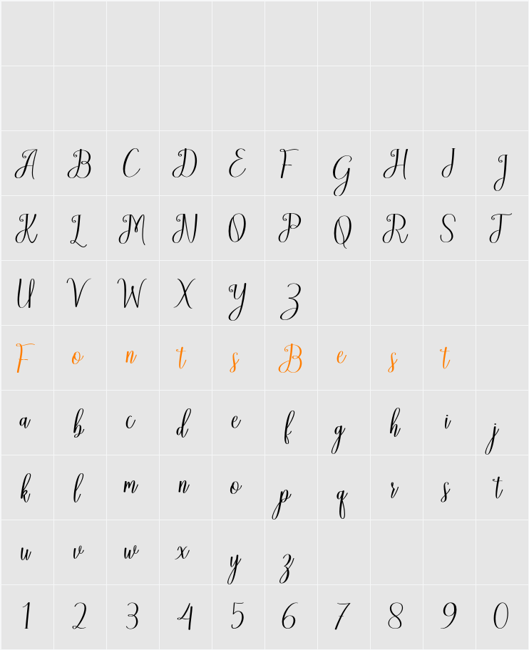 Austtina bold Character Map