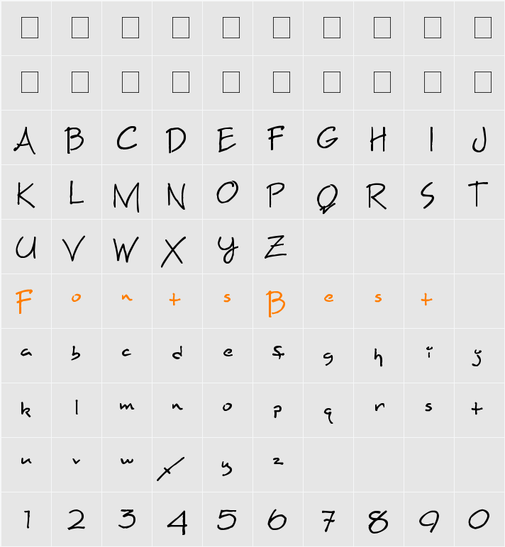 Maxine Script Character Map