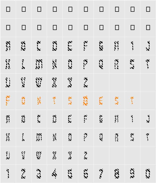 FZ UNIQUE 27 STRIPED Character Map