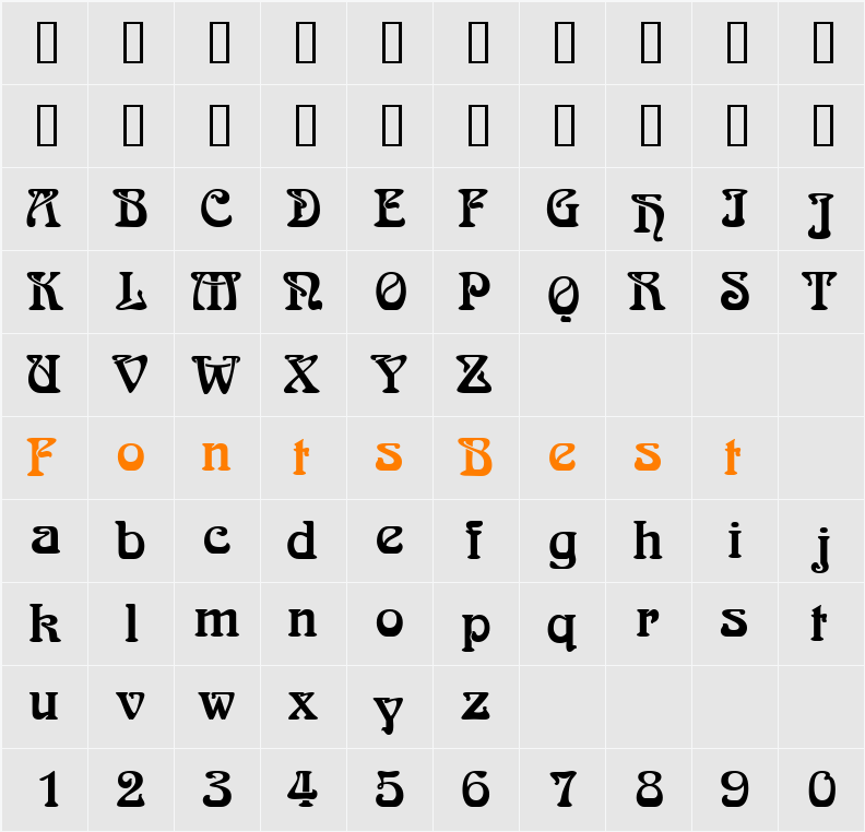 ArtDecoSSi Character Map