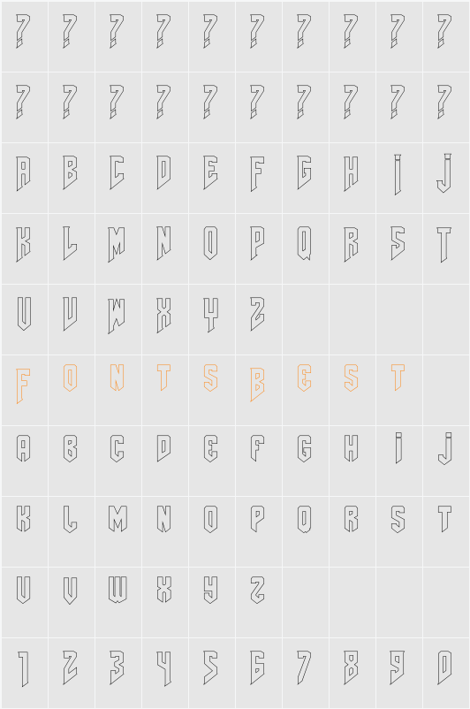 AmazDooMLeftOutline Character Map