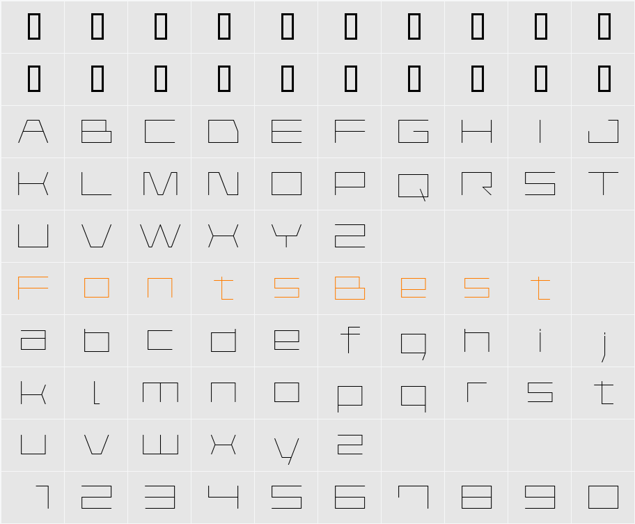 AstraAfsb07LightO Character Map