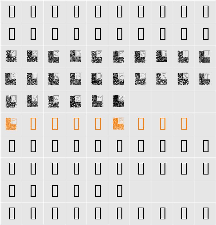 Art Nouveau Initials Character Map