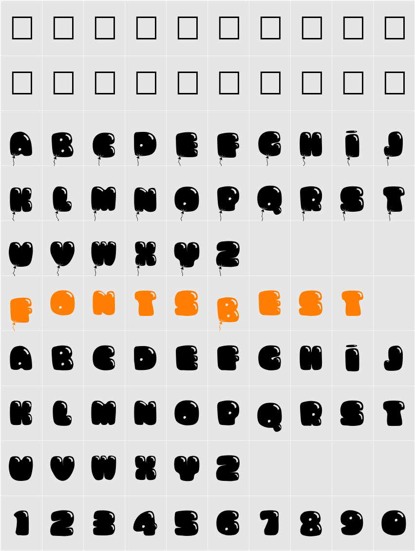 Bumbazoid Character Map