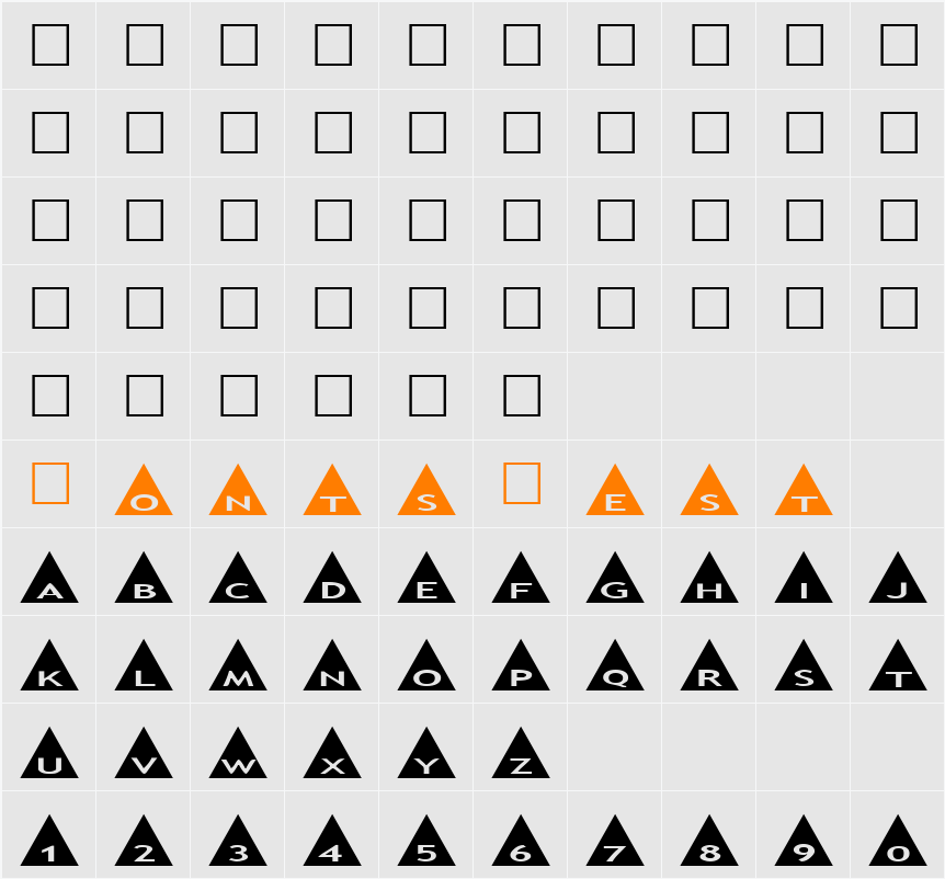 AlphaShapes triangles Character Map