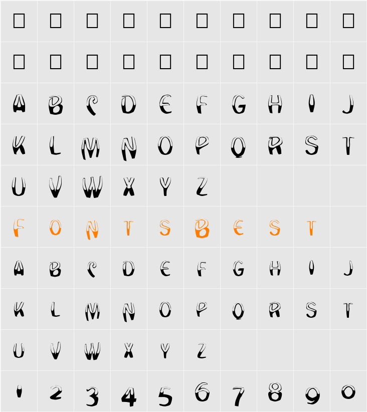 FZ WARPED 20 Character Map