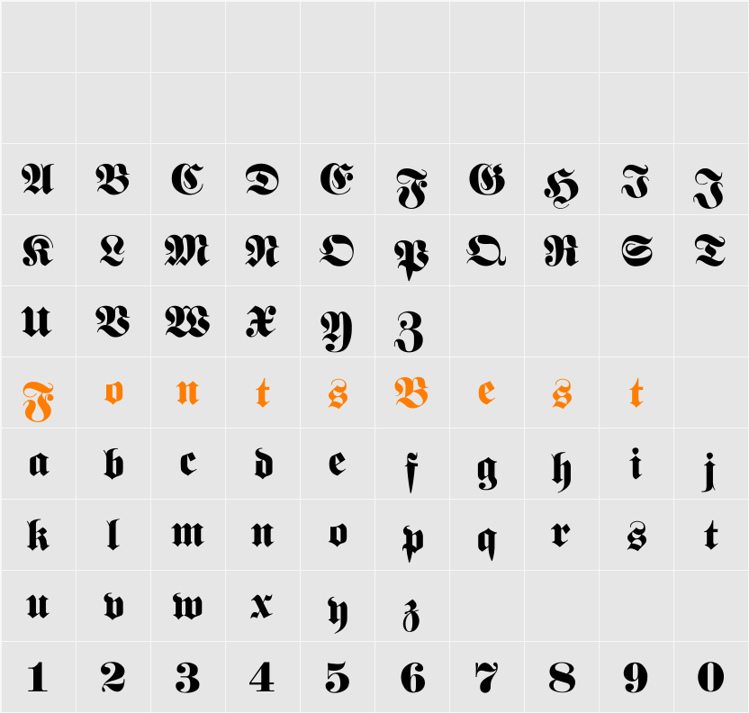 FetteFraktur Character Map