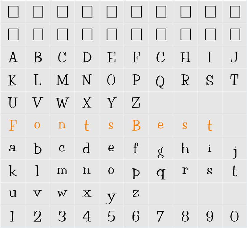 FairChild85 ttext Character Map