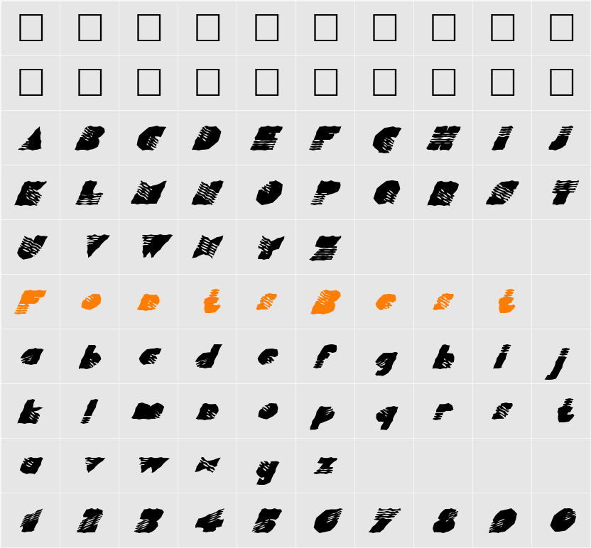 FZ WACKY 40 ITALIC Character Map