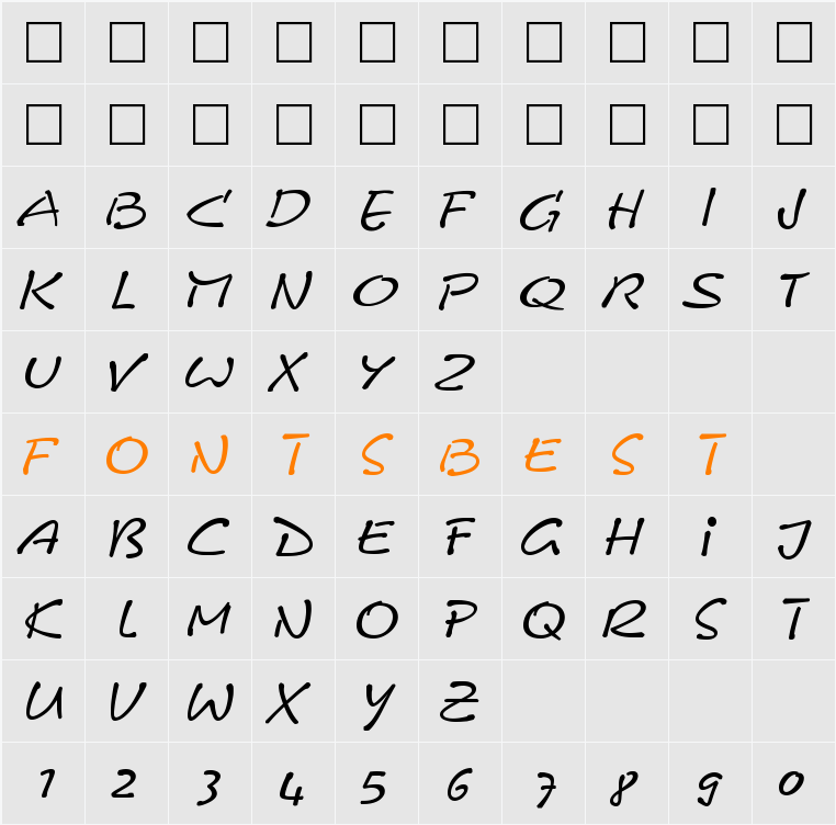 CalvinItal Character Map