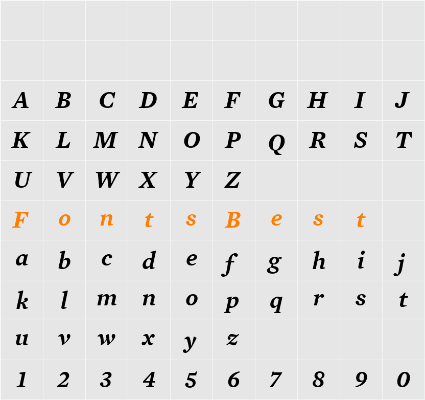 Mercury Text G2 Character Map