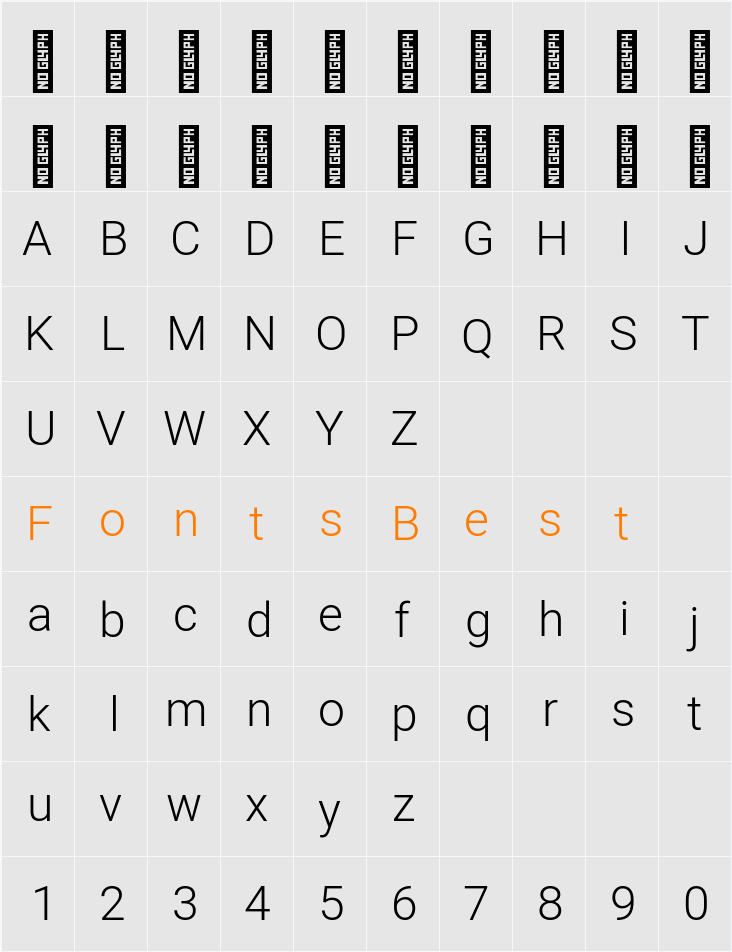 Heebo Light Character Map