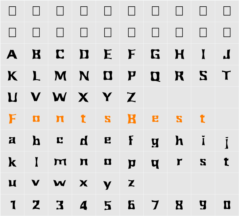 FZ WARPED 43 Character Map