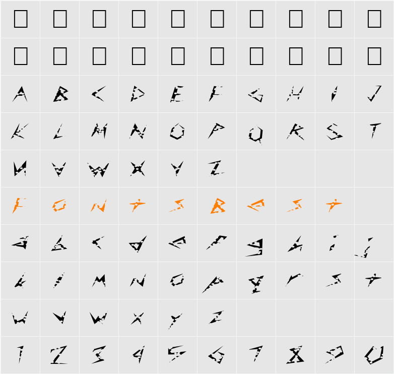 FZ UNIQUE 17 HOLEY EX Character Map