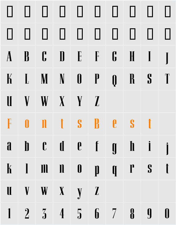 Corvinus Skyline ICG Character Map