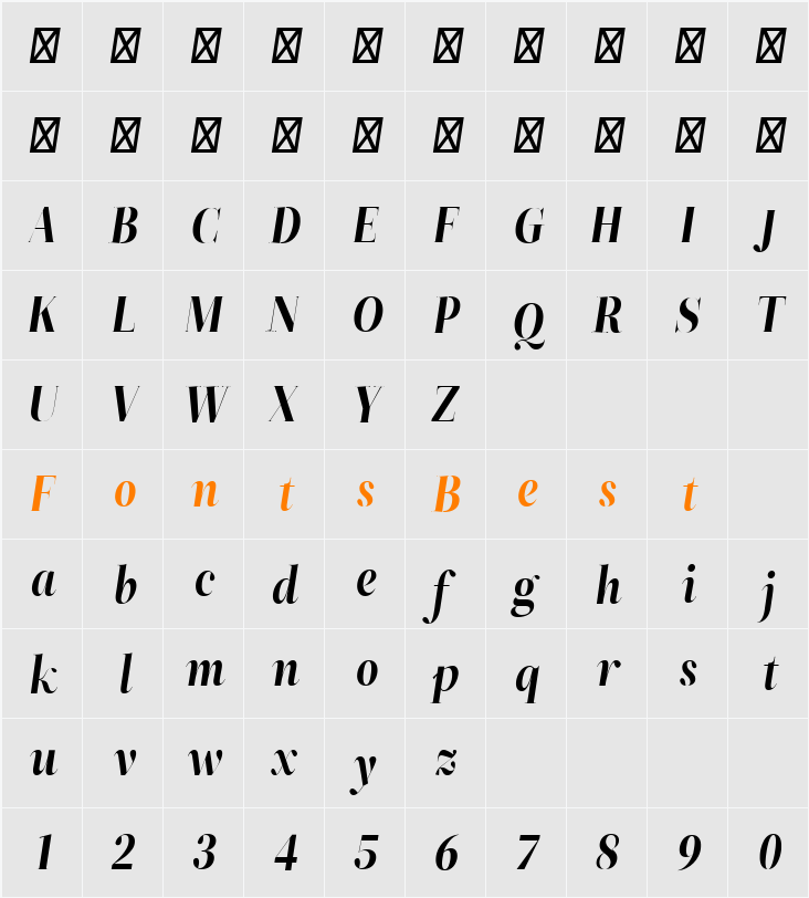 ZT Neue Ralewe Character Map