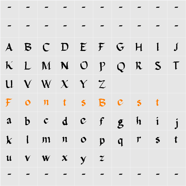 Calligula Character Map