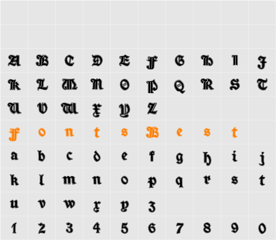 Minim Outline Character Map