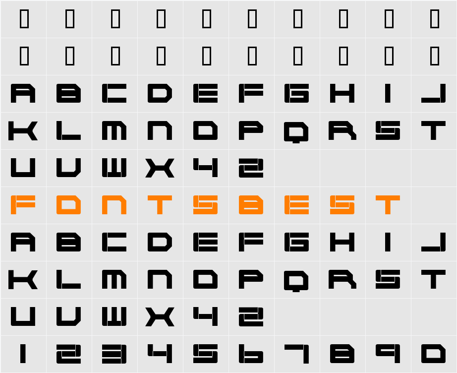 Cyborg45 Character Map