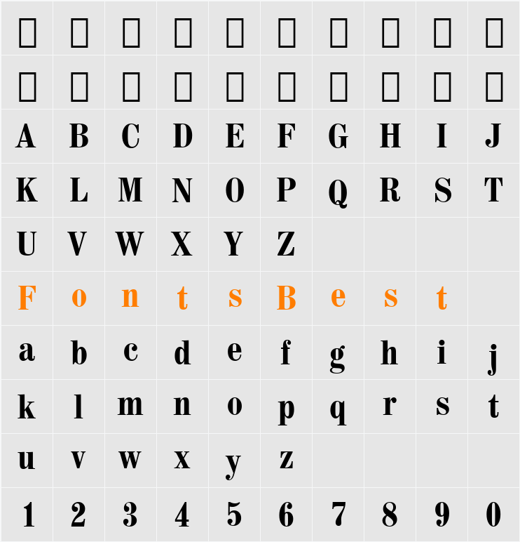 Century725 BdCn BT Character Map