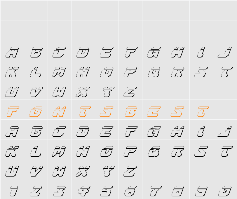 Astropolis Laser 3D Italic Character Map